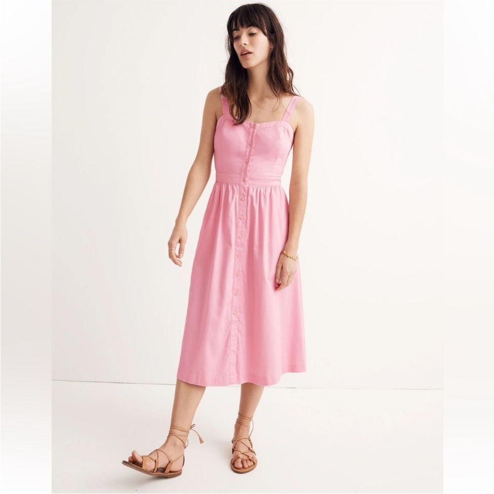 Madewell Pink Fleur Bow-Back Dress